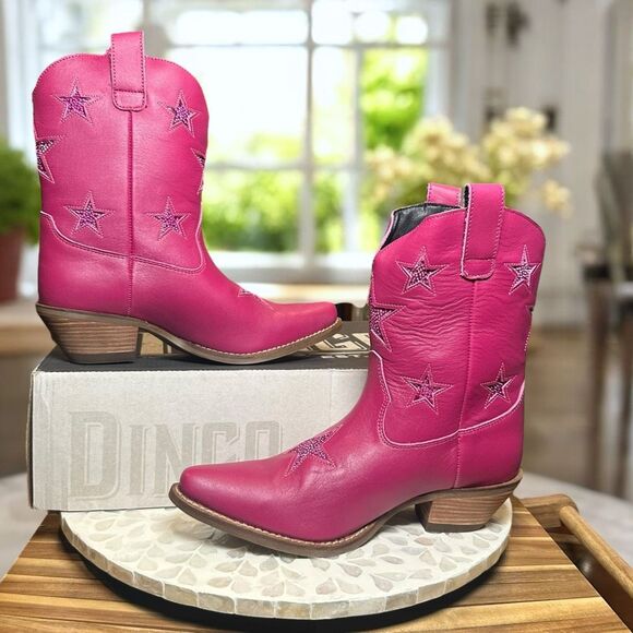 Dingo Star Struck Cowboy Boots Fuchsia Pink Leather Western Rodeo Women’s Size 7 - Picture 8 of 15